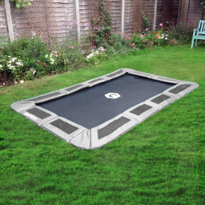 10ft by 6ft rectangular in-ground trampoline in grey