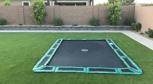 In-ground trampoline rectangular shape installed