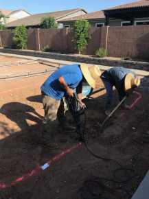 Digging in-ground trampoline hole for steel frame