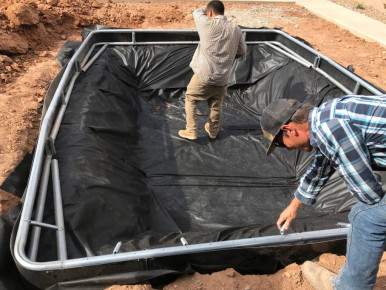 Fully-covered in-ground trampoline hole installation