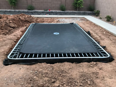 In-ground trampoline steel frame mat cover