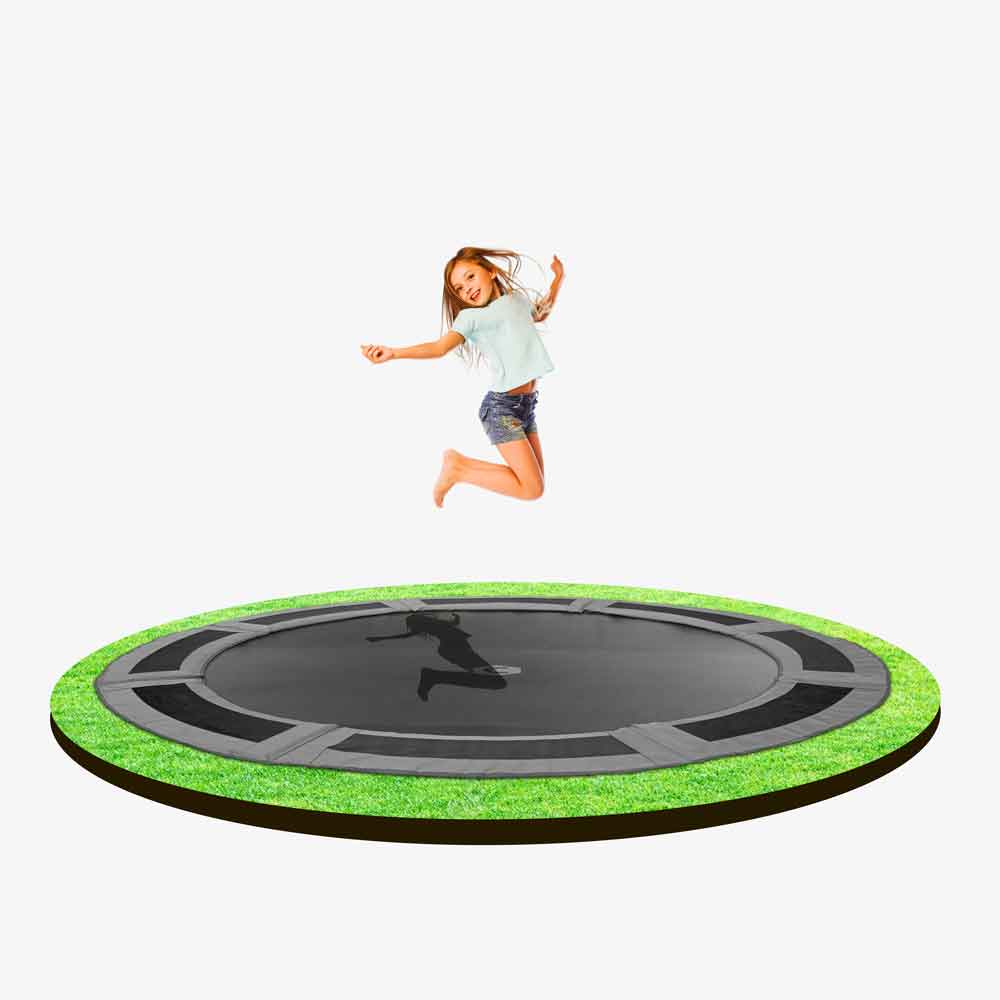 14ft Capital Play Round In-Ground Trampoline Kit – Gray
