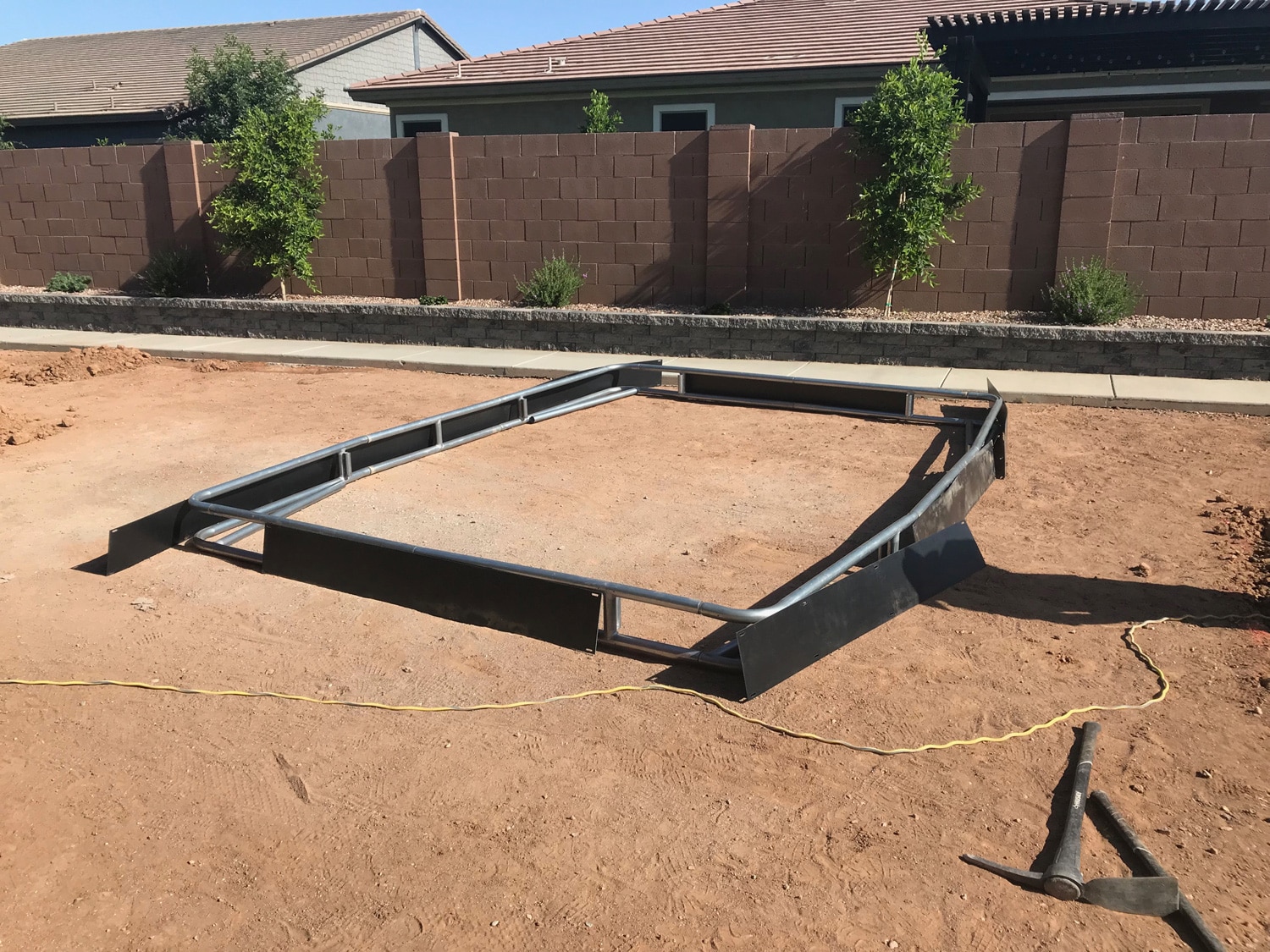 Steel frame for rectangular inground trampoline by Capital Play