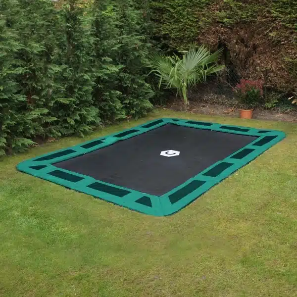 14ft x10ft Capital Play Rectangular In-Ground Trampoline In Green