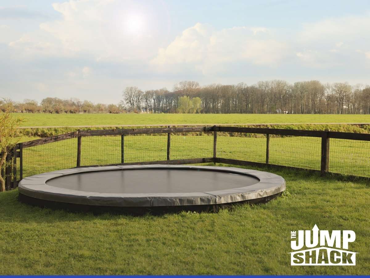 An in-ground trampoline in an Arizona yard 