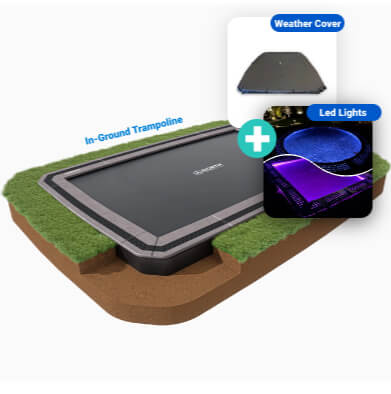 bundle-ft-1 17ft x 12ft North Inground Trampoline Bundle With LED kit and weather cover