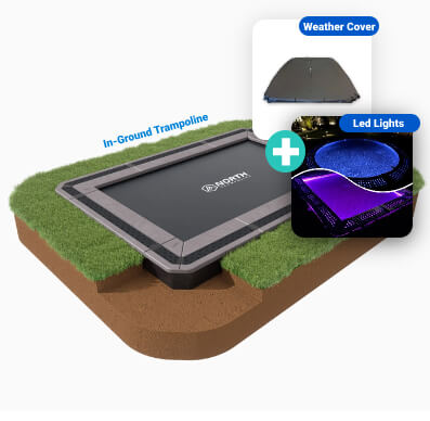 bundle-ft-2 12ft x 8ft North Inground Trampoline Bundle With LED kit and weather cover