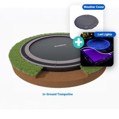 bundle-ft-3 14ft Round North Inground Trampoline Kit Bundle With LED kit and weather cover