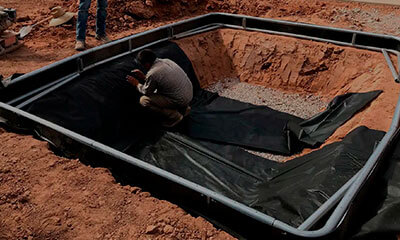 In-ground trampoline installation with an easy-to-install DIY kit